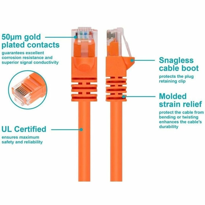 CAT5E 24AWG CABLE_ 7FT ORANGE - Thumbnail 3