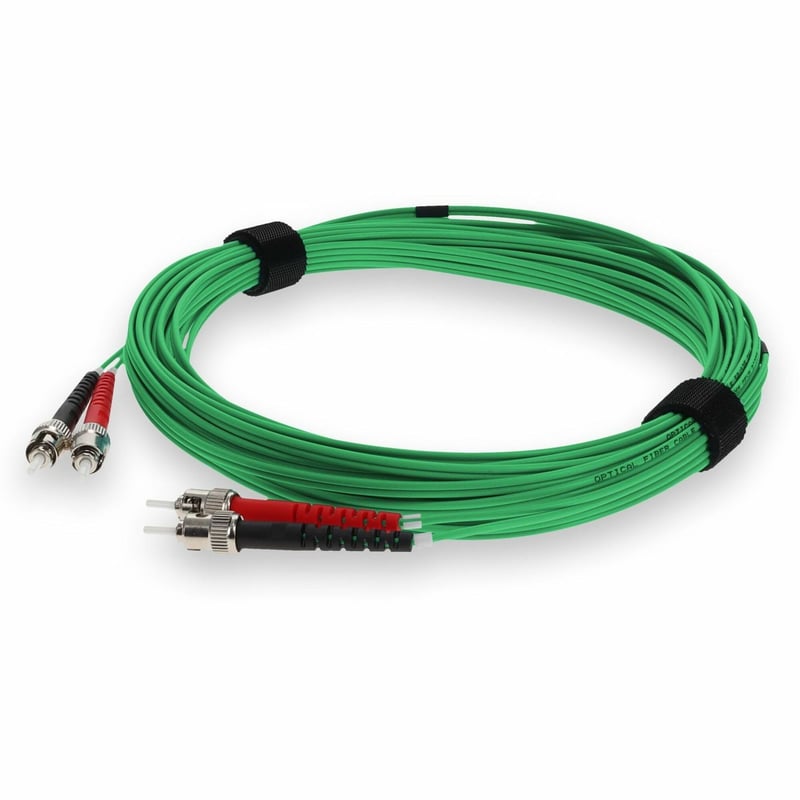 AddOn 2m ST to ST Green OM4 Duplex OFNR (Riser-Rated) Fiber Patch Cable - Thumbnail 1