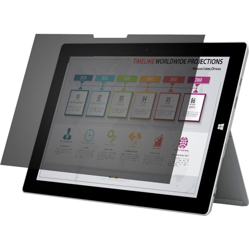 Rocstor PrivacyView™ Premium Privacy Filter for Microsoft® Surface® Pro 3/4 12.3 Tablet - For Surface® Pro 3 & 4 Landscape Tablet - 1, 3:2 Aspect Ratio - Glossy / Matte - Unframed - TAA Compliant - Black - For 11.3" LCD - For 11.3"LCD,