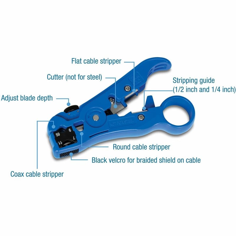 TRENDnet Universal Stripping and Cutting Tool, RG59/6/11/7, UTP, STP, CAT5, 4P/6P/8P, Flat & Round Cables, Adjustable Blade Depth, TC-CT70 - Thumbnail 3