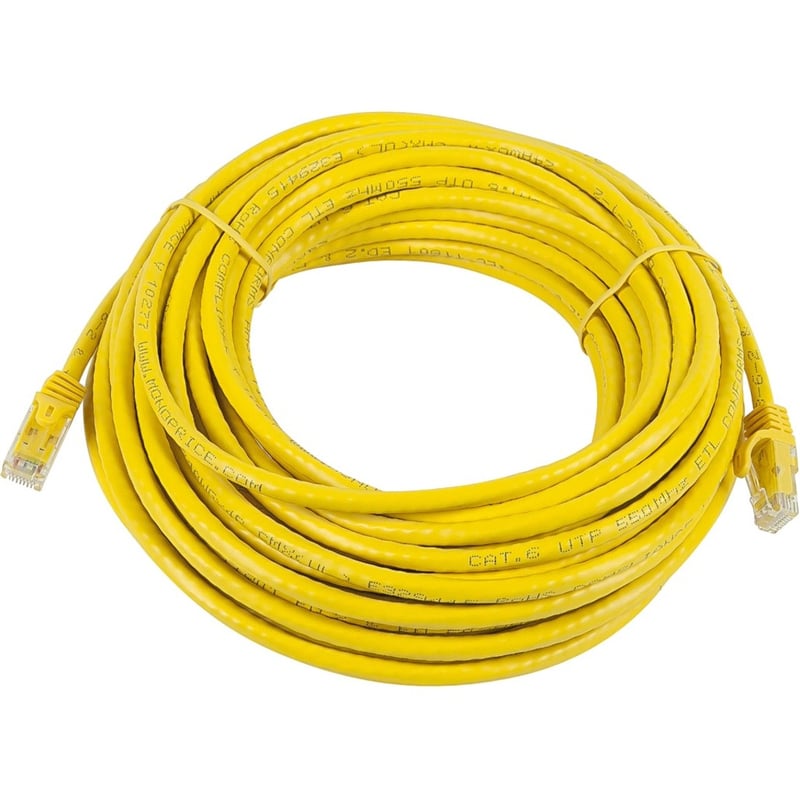 Monoprice FLEXboot Series Cat5e 24AWG UTP Ethernet Network Patch Cable, 50ft Yellow - Thumbnail 1
