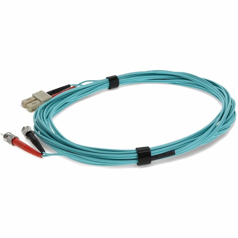 AddOn 5m ST to SC Aqua OM4 Duplex OFNR (Riser-Rated) Fiber Patch Cable - Thumbnail 2