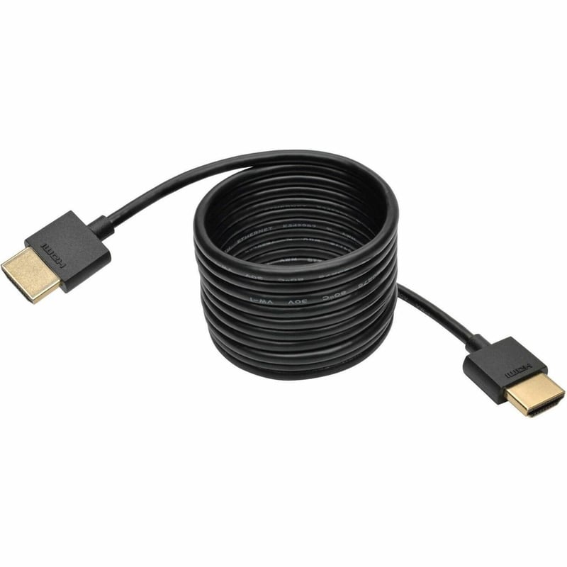 SLIM HDMI CABLE W ETHERNET VIDEO/AUDIO UHD 4K M/M BLACK 10FT - Thumbnail 1