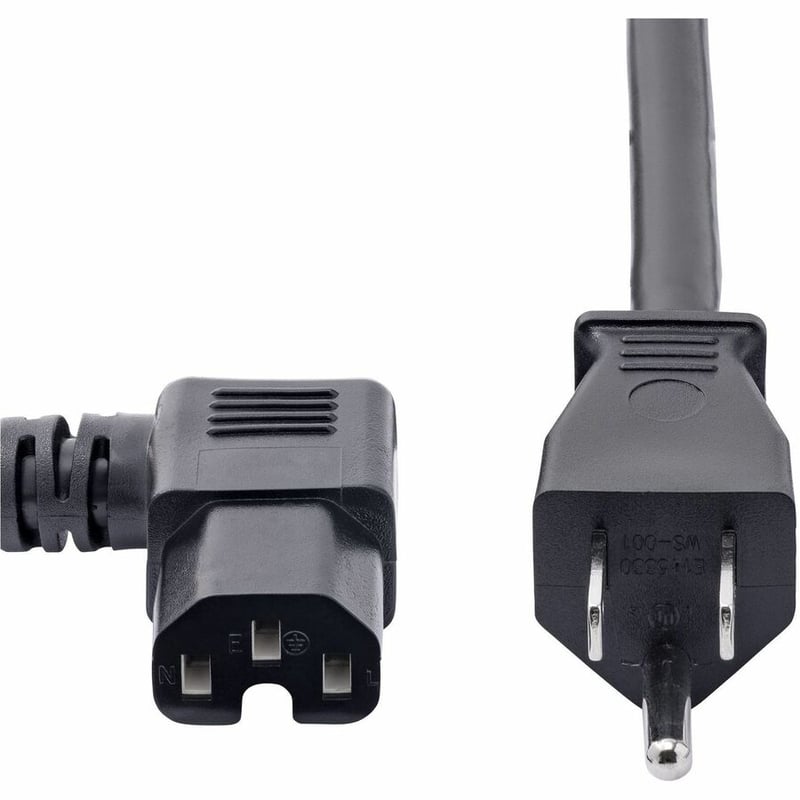 StarTech.com 8ft (2.4m) Heavy Duty Power Cord, NEMA 5-15P to Right Angle C15, 15A 125V, 14AWG, AC Power Cable, UL Listed - Thumbnail 4
