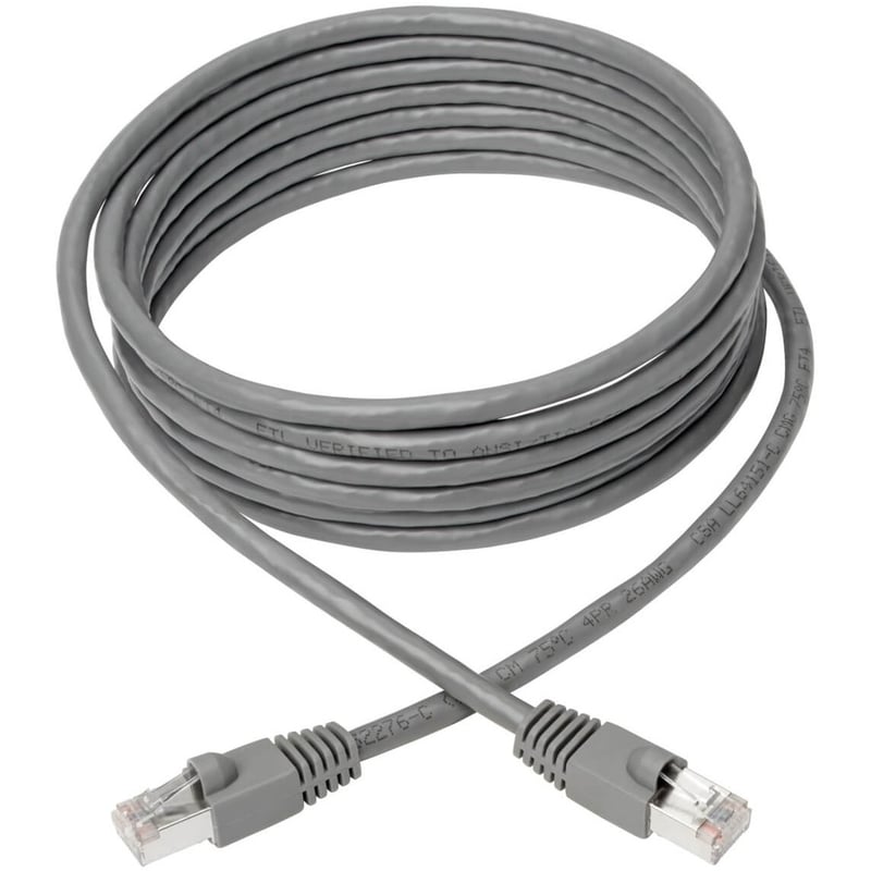 Eaton Tripp Lite Series Cat6a 10G Snagless Shielded STP Ethernet Cable (RJ45 M/M), PoE, Gray, 12 ft. (3.66 m) - Thumbnail 2