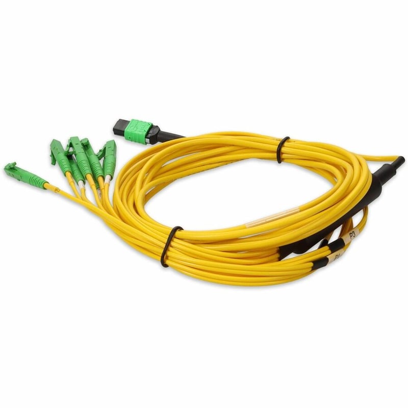 AddOn 2m MPO/APC to 4xALC Duplex (8xALC)/APC Yellow OS2 OFNR (Riser-Rated) 8-Strand SMF Fiber Fanout Cable - Thumbnail 3