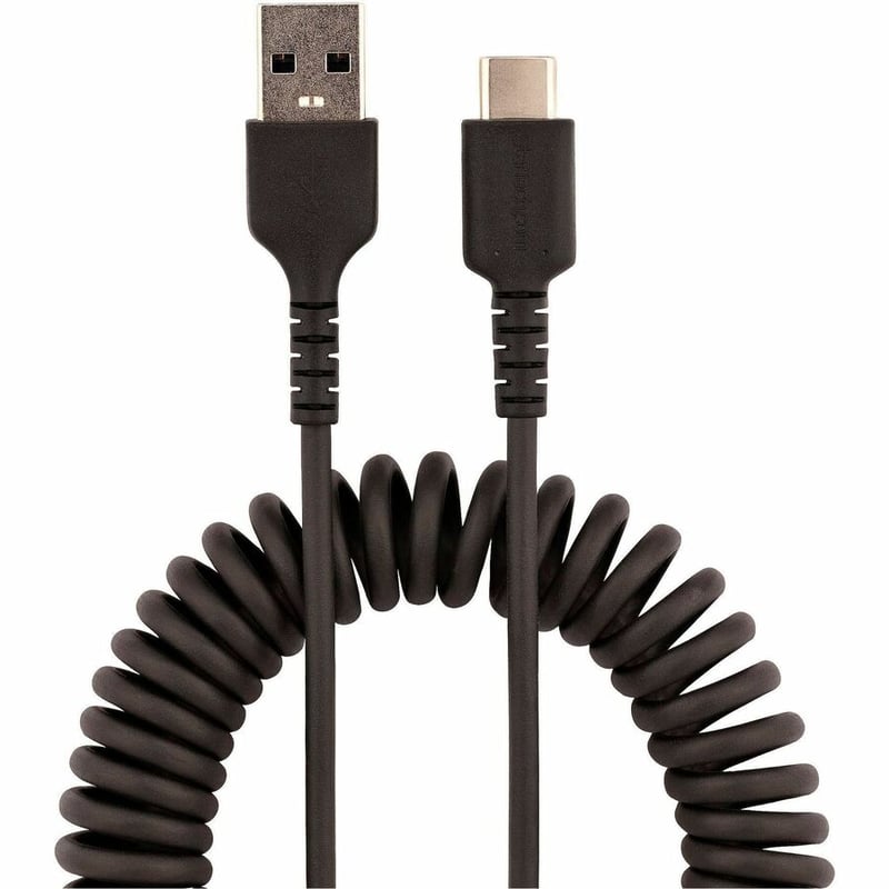 StarTech.com 20in (50cm) USB A to C Charging Cable, Coiled Heavy Duty USB 2.0 A to Type-C, Durable Fast Charge & Sync USB-C Cable, Black - Thumbnail 4