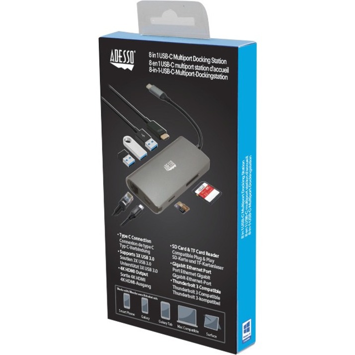 Adesso 8-in-1 USB-C Multi-Port Docking Station (TAA Compliant) - Thumbnail 3