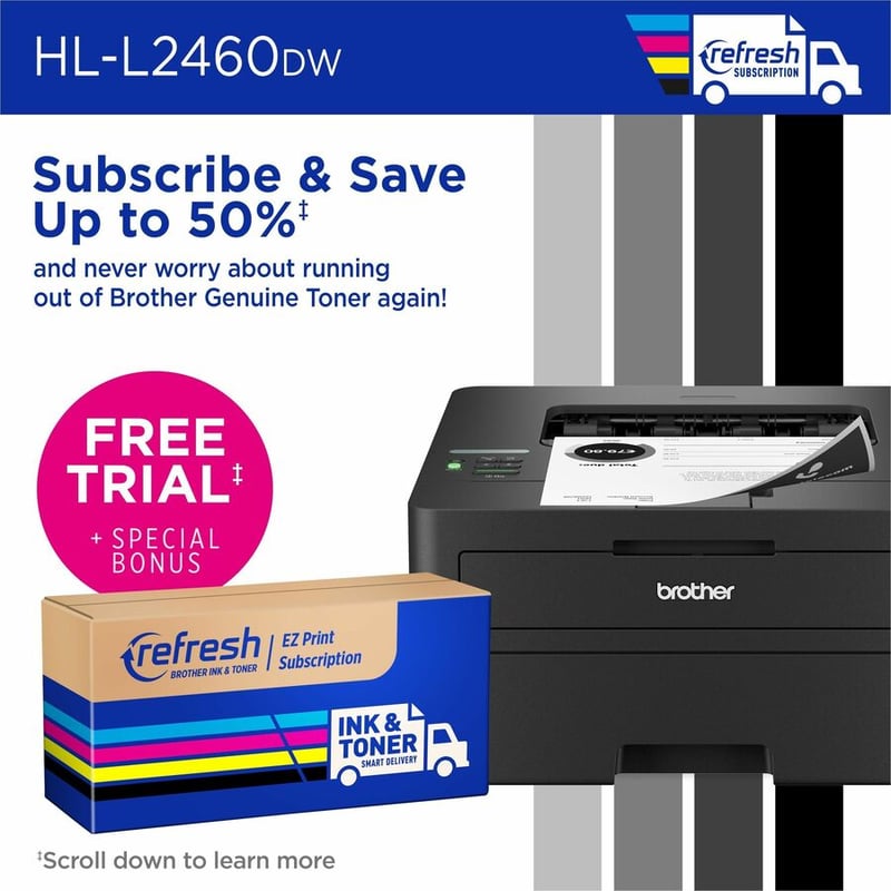 Brother Wireless HL-L2460DW Compact Monochrome Laser Printer, Duplex and Mobile Printing - Thumbnail 5