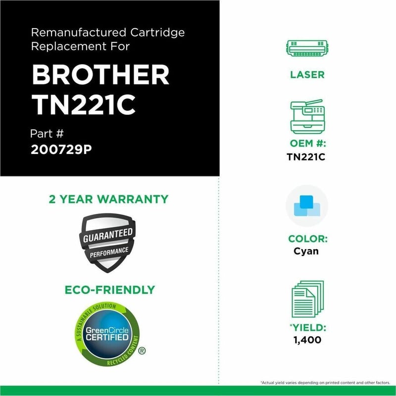 Clover Imaging Remanufactured Cyan Toner Cartridge for Brother TN221 - Thumbnail 3