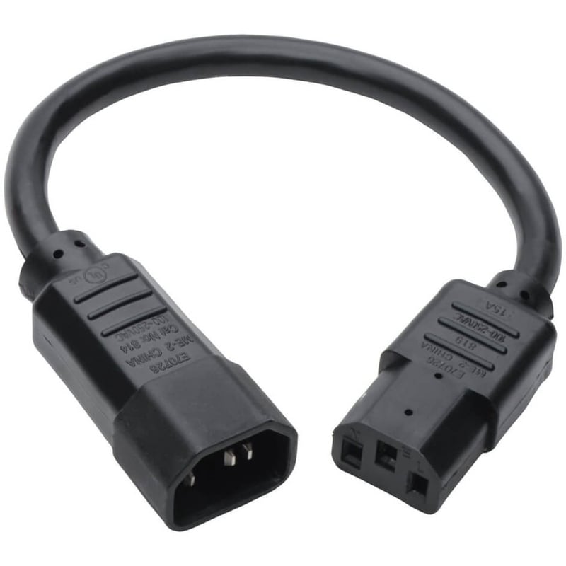 Eaton Tripp Lite Series Heavy-Duty PDU Power Cord, C13 to C14 - 15A, 250V, 14 AWG, 1 ft. (0.31 m), Black - Thumbnail 2