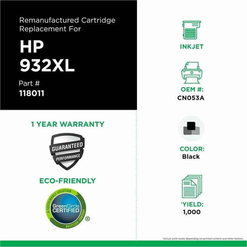 Clover Imaging Remanufactured High Yield Black Ink Cartridge for HP 932XL (CN053A) - Thumbnail 3