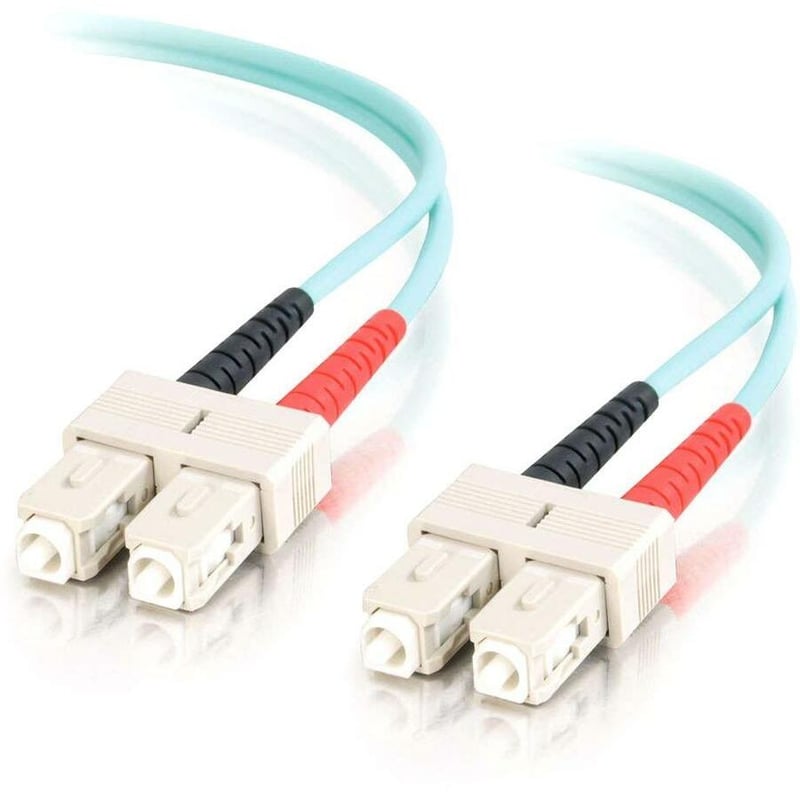 C2G 2m SC-SC 10Gb 50/125 OM3 Duplex Multimode PVC Fiber Optic Cable (USA-Made) - Aqua - Thumbnail 1