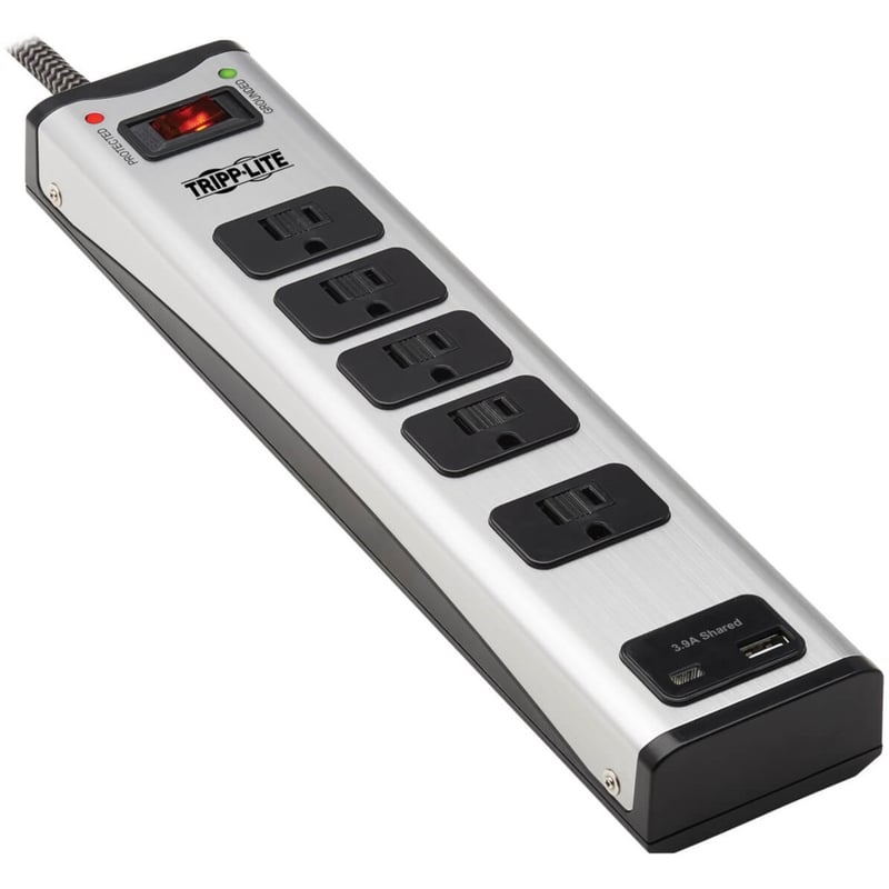 Tripp Lite by Eaton 5-Outlet Surge Protector with 1 USB-A and 1 USB-C (3.9A Shared) - 6 ft. Cord 2100 Joules Metal Housing - Thumbnail 1