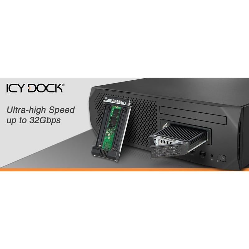 Icy Dock ToughArmor MB601M2K-1B Drive Bay Adapter for 3.5" M.2, SATA/600, PCI Express NVMe - U.2 (SFF-8639) Host Interface Internal - Black - Thumbnail 3