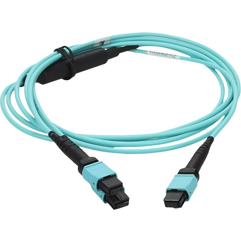 AddOn 8m MPO/UPC to 2xMPO/UPC Aqua OM4 OFNP (Plenum-Rated) 16-Strand Fiber Fanout Cable - Thumbnail 2
