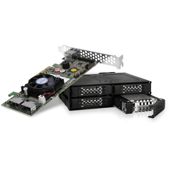 Icy Dock ToughArmor MB699VP-B V3 Drive Enclosure for 5.25" PCI Express NVMe 4.0, U.2, U.3 - SFF-8612 OCuLink Host Interface Internal - Black