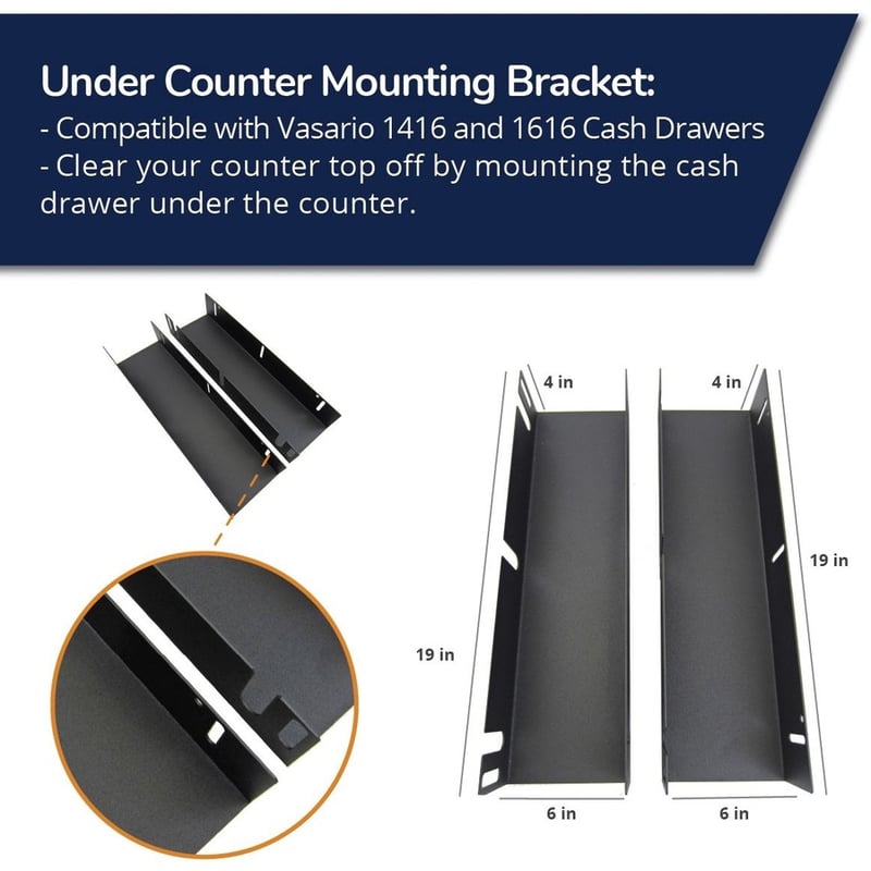 APG Cash Drawer VPK-27B-16-BX Under Counter Mounting Bracket - Thumbnail 2