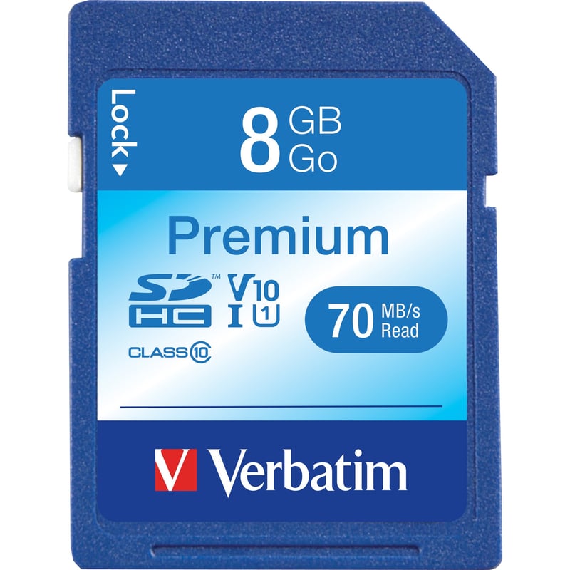 Verbatim 8GB Premium SDHC Memory Card, UHS-I Class 10 - Thumbnail 1