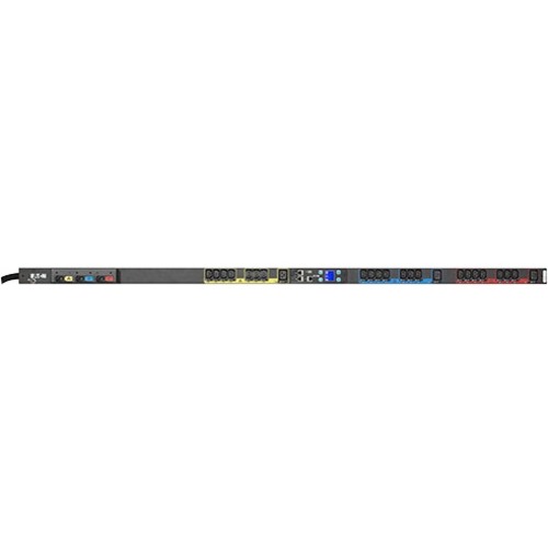 Eaton Managed rack PDU, 0U, L21-20P input, 5.76 kW max, 120/208V, 16A, 10 ft cord, Three-phase, Outlets: (21) C13 Outlet grip, (3) C19 Outlet grip