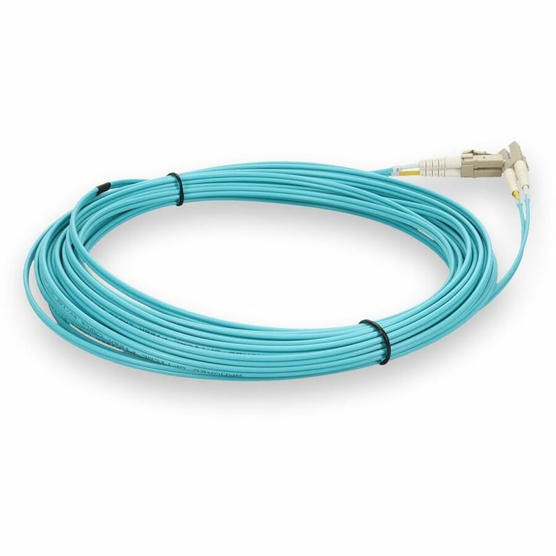AddOn 10m LC to LC Aqua OM4 Duplex Armored OFNP (Plenum-Rated) Fiber Patch Cable - Thumbnail 5