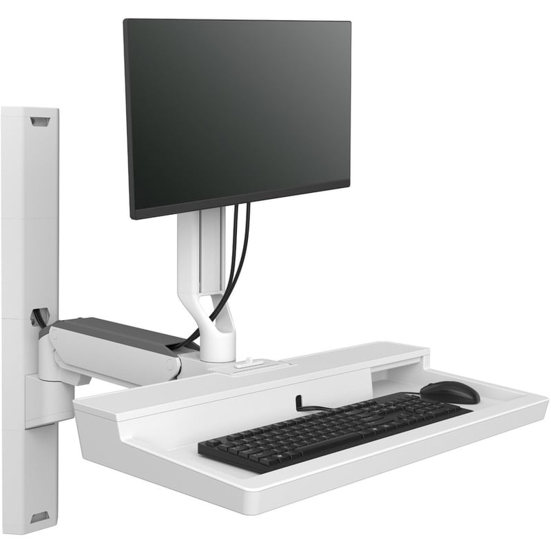Ergotron CareFit Wall Mount for Keyboard, Monitor, Mount Extension, LCD Display - White - Thumbnail 5