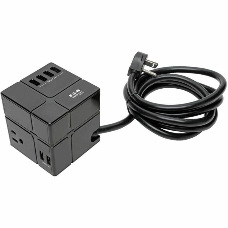 Tripp Lite by Eaton Protect It! 3-Outlet Power Cube Surge Protector - 6 USB-A Ports (7.2A Shared) 6 ft. (1.83 m) Cord 540 Joules Black - Thumbnail 1