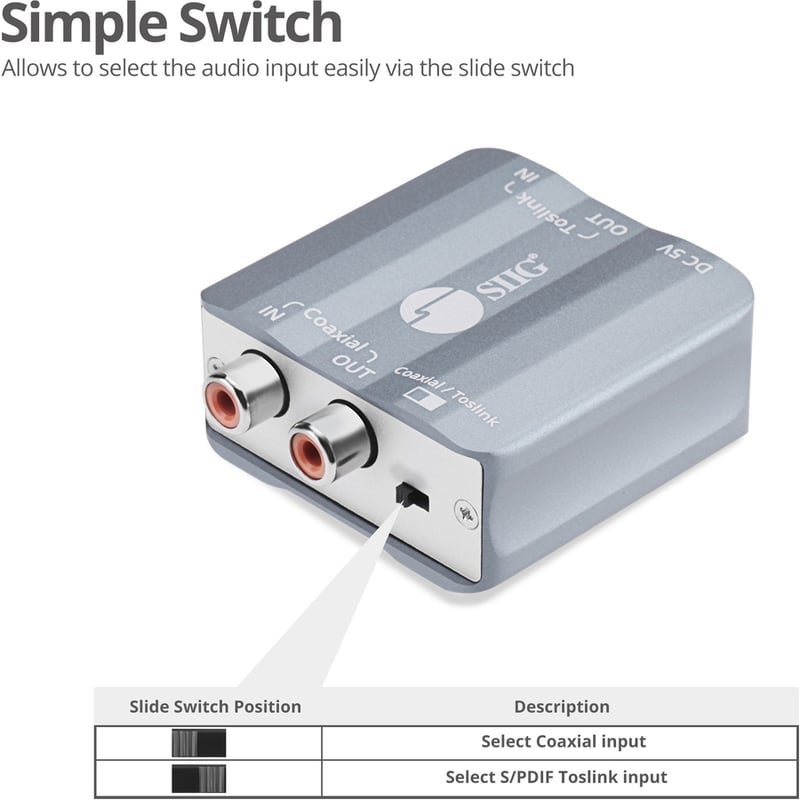 SIIG Toslink/Coaxial Bi-directional Audio Converter - Thumbnail 4
