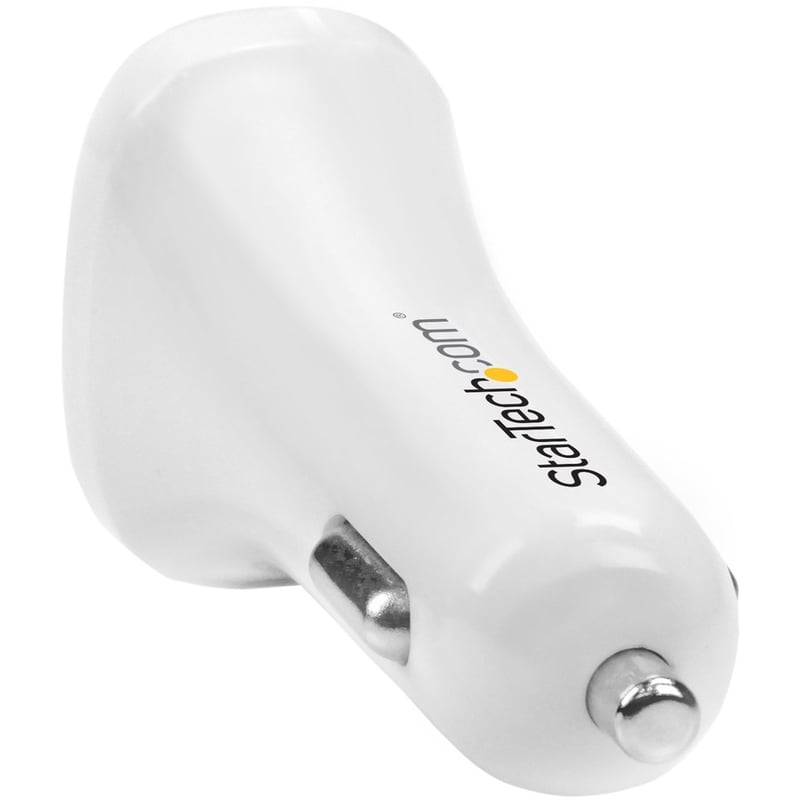 StarTech.com Dual Port USB Car Charger - White - High Power 24W/4.8A - 2 port USB Car Charger - Charge two tablets at once - Thumbnail 3