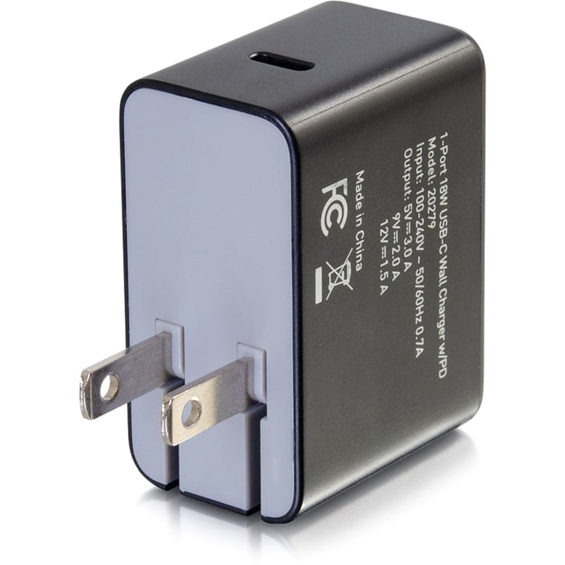 C2G USB C Wall Charger with Power Delivery - 1 Port - 18W Power - Thumbnail 4