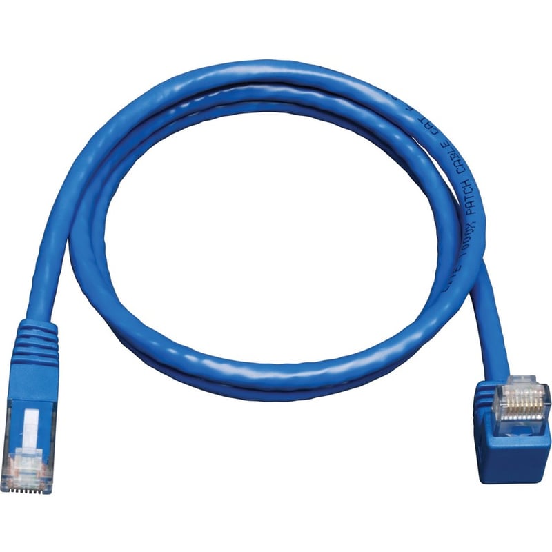 Eaton Tripp Lite Series Down-Angle Cat6 Gigabit Molded UTP Ethernet Cable (RJ45 Right-Angle Down M to RJ45 M), Blue, 5 ft. (1.52 m) - Thumbnail 4