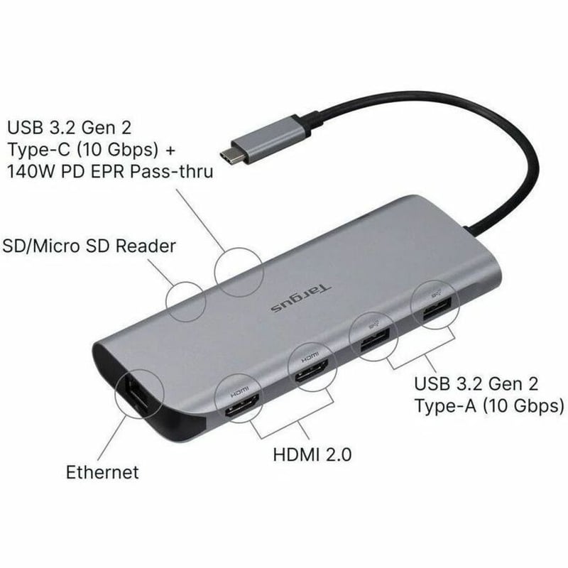 USB-C ALT MODE DUAL HDMI 4KMOBI LE DOCK W140W EPR PASSTHRU SDREADER - Thumbnail 2
