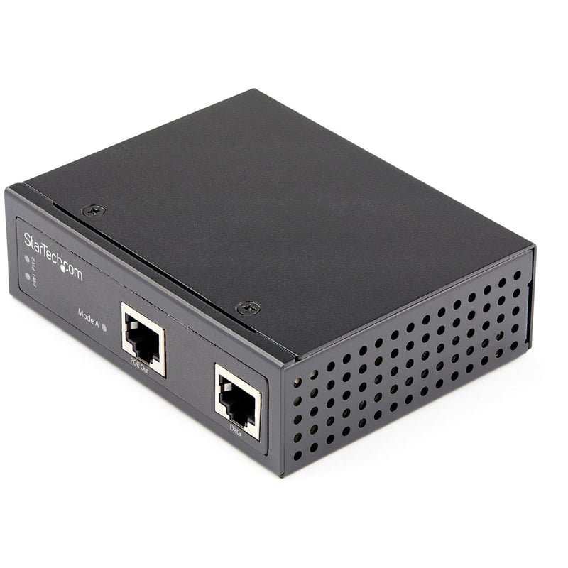 StarTech.com Industrial Gigabit Ethernet PoE Injector 30W 802.3at PoE+ Midspan 48V-56VDC Power Over Ethernet Injector Adapter -40C to +75C - Thumbnail 1