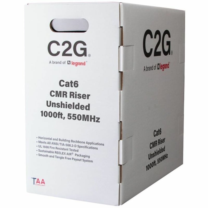 C2G BULK CAT6 UTP CMR TAA WHITE C2G 1000FT CAT6 ETHERNET CABLE CMR - Thumbnail 5