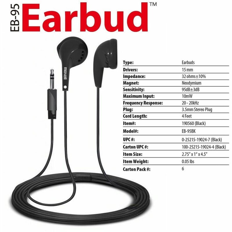 Maxell EB-95 Stereo Earphone - Thumbnail 3
