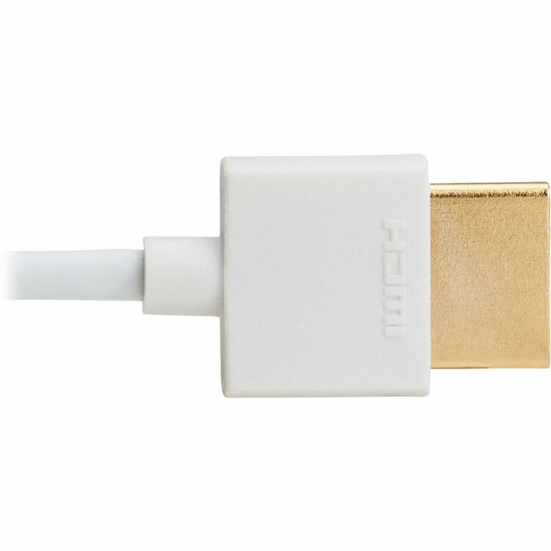 SLIM HDMI CABLE W ETHERNET VIDEO/AUDIO UHD 4K M/M WHITE 3FT - Thumbnail 5