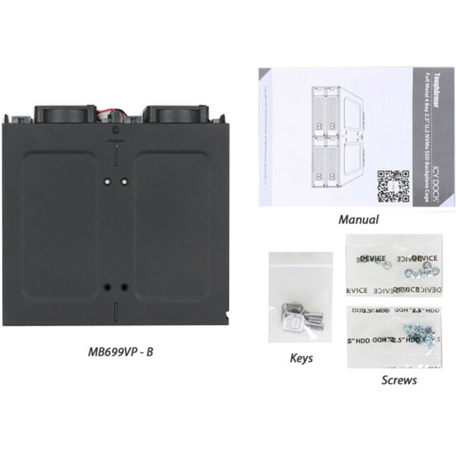 Icy Dock ToughArmor MB699VP-B Drive Enclosure for 5.25" - Mini-SAS HD Host Interface Internal - Black