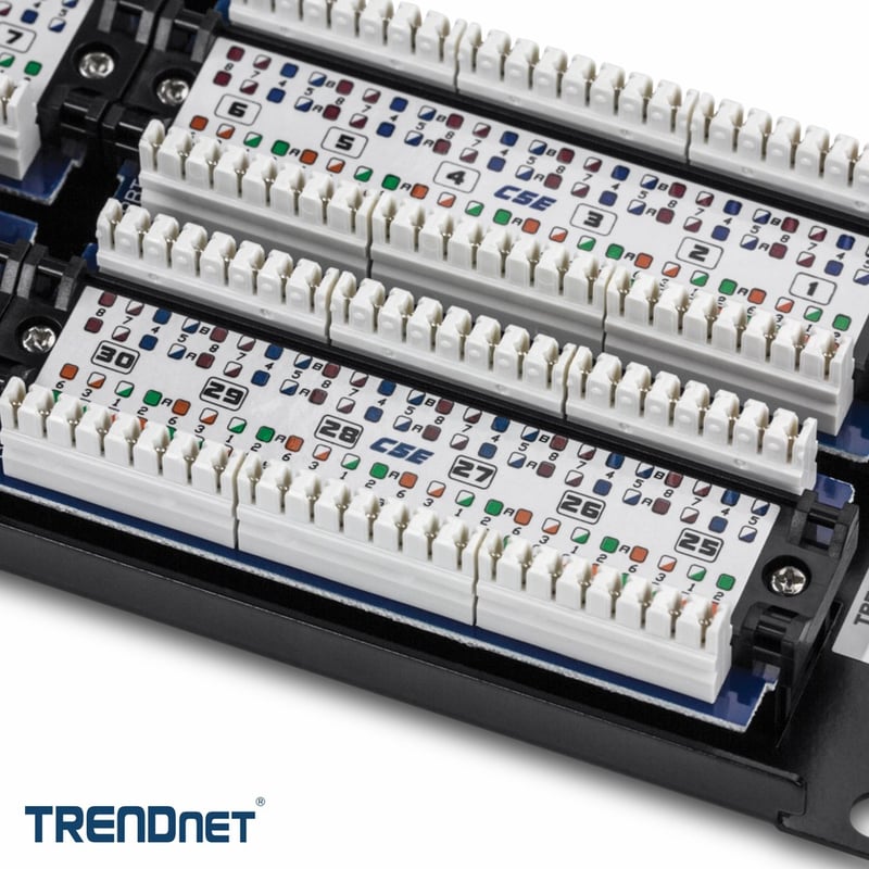 TRENDnet 48-Port Cat5-5e RJ-45 UTP Unshielded Patch Panel, Wallmount Or Rackmount, 100Mhz, Cat5e Krone Connectors, Color-Coded Labeling, Cat3,Cat5e,Cat4,Cat3 Compatible, 2U Rackmount, Black, TC-P48C5E - Thumbnail 3