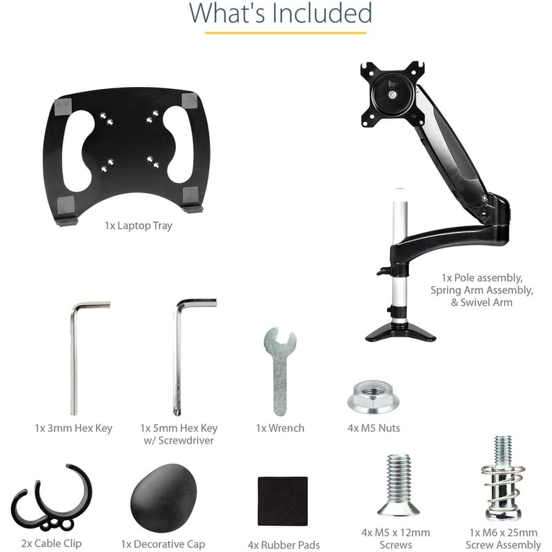 StarTech.com Desk Mount Laptop Arm, Full Motion Articulating Arm/Stand for Laptop or 34" (17.6lb/8kg) Monitor, VESA Mount Laptop Tray