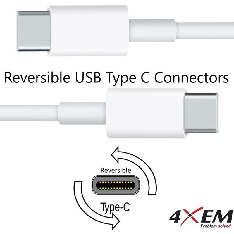 4XEM USB-C TO USB-C Cable M/M USB 3.1 Gen 2 10Gbps 6ft White - Thumbnail 2