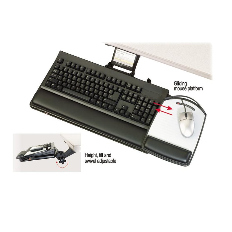 3M Adjustable Keyboard Tray with Adjustable Keyboard and Mouse Platform - Thumbnail 2