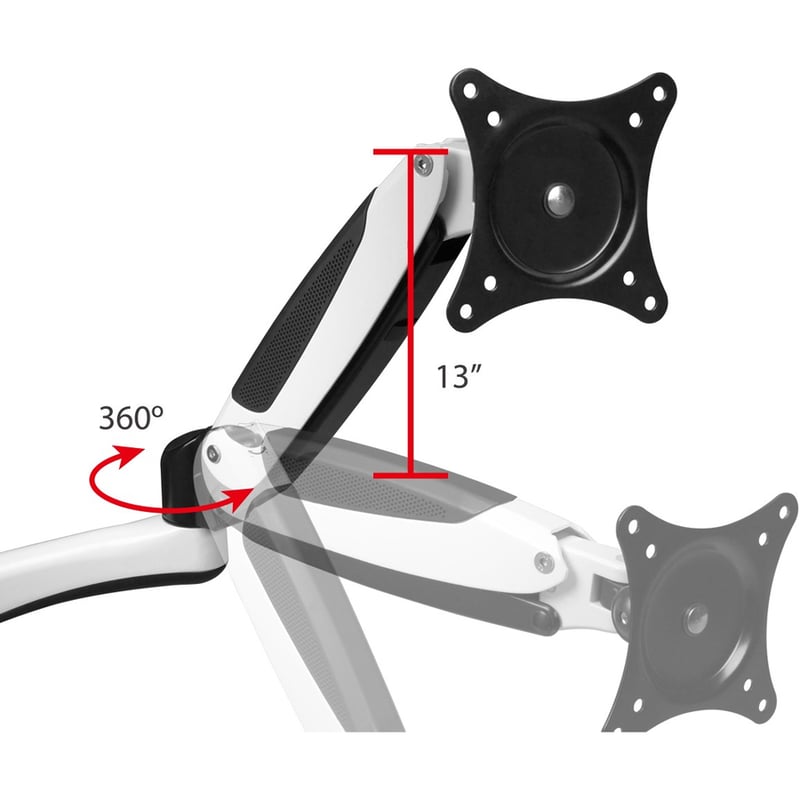 Full-Motion Easy Access Single Monitor Desk Mount - White - Thumbnail 4