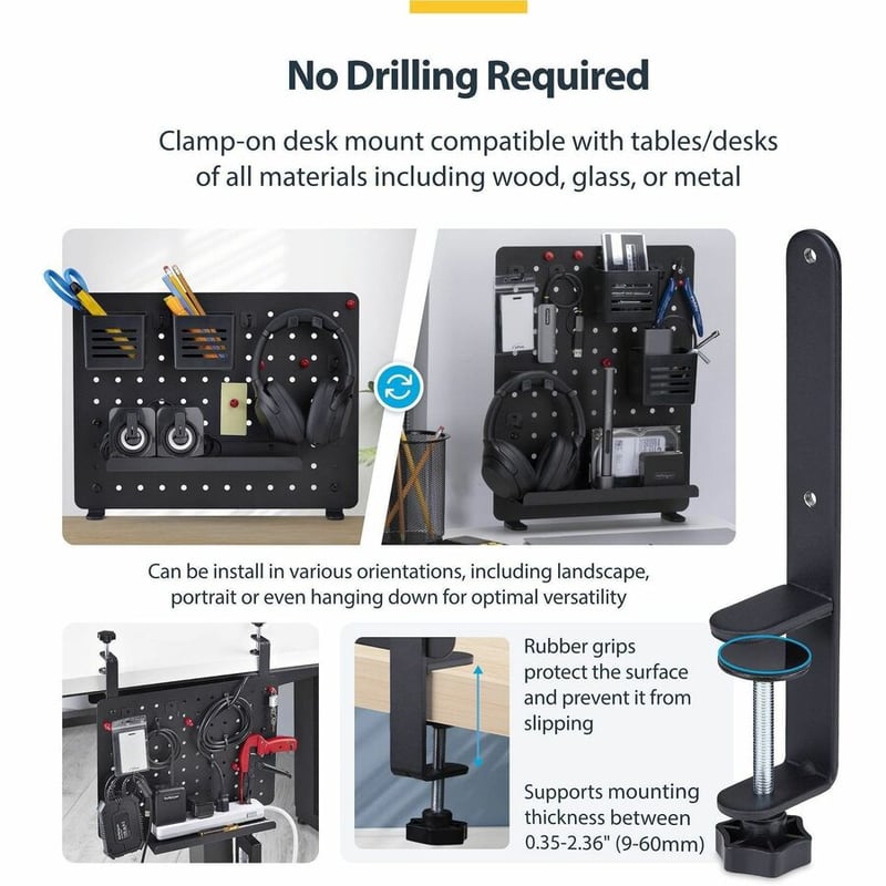 CLAMP-ON PEGBOARD ORGANIZER - WITH ACCESSORIES STEEL BLACK - Thumbnail 5