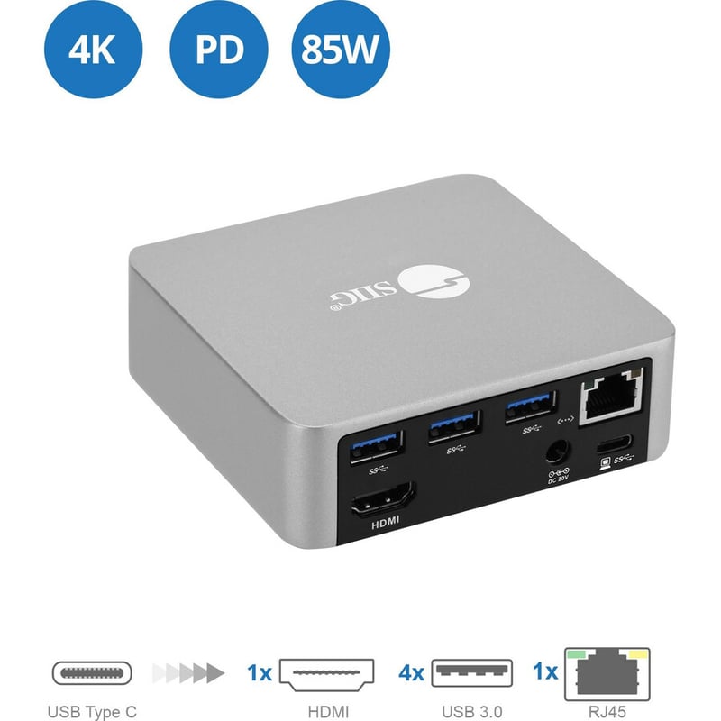 SIIG Aluminum USB-C Mini Docking Station with PD - Thumbnail 3