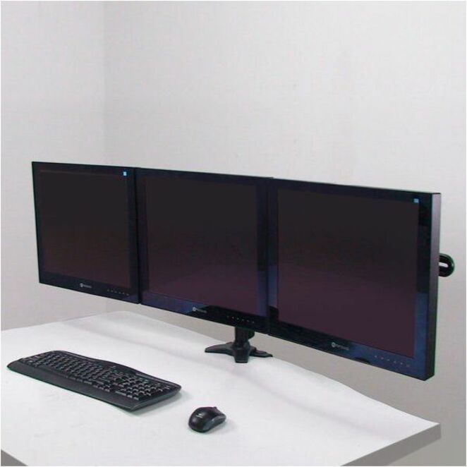 Amer Mounts Clamp Based Triple Monitor Mount for three 15"-24" LCD/LED Flat Panel Screens - Thumbnail 2