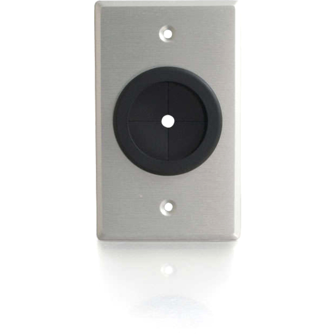 C2G 1.5in Grommet Cable Pass Through Single Gang Wall Plate - Brushed Aluminum - Thumbnail 2