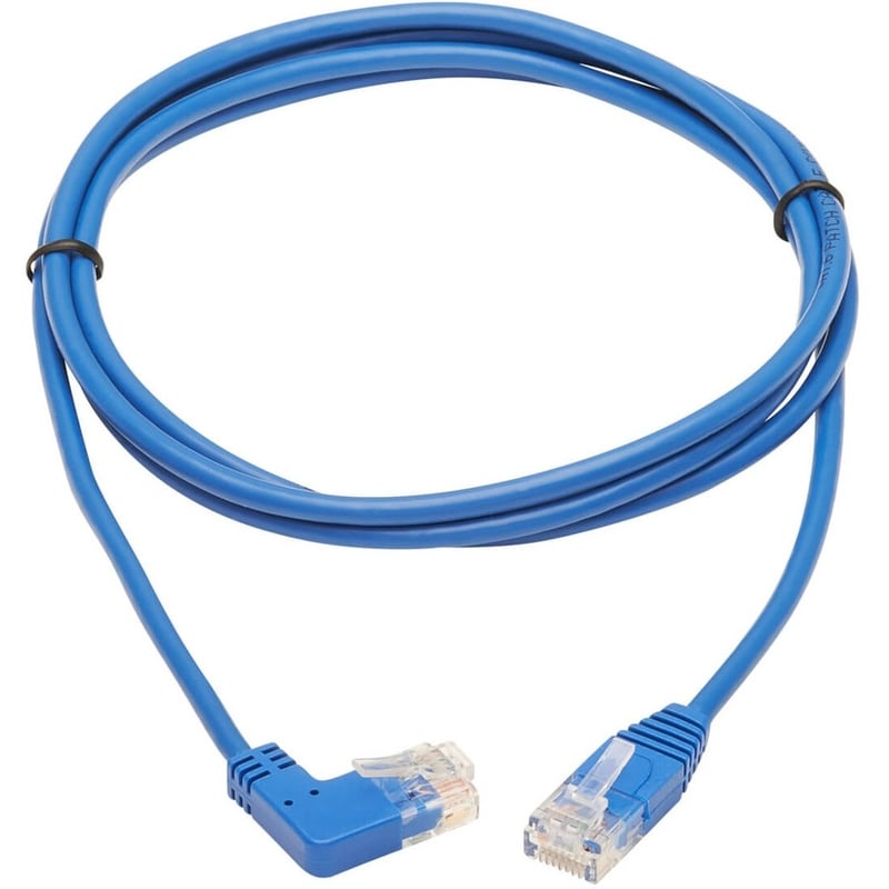 Eaton Tripp Lite Series Right-Angle Cat6 Gigabit Molded Slim UTP Ethernet Cable (RJ45 Right-Angle M to RJ45 M), Blue, 5 ft. (1.52 m) - Thumbnail 2