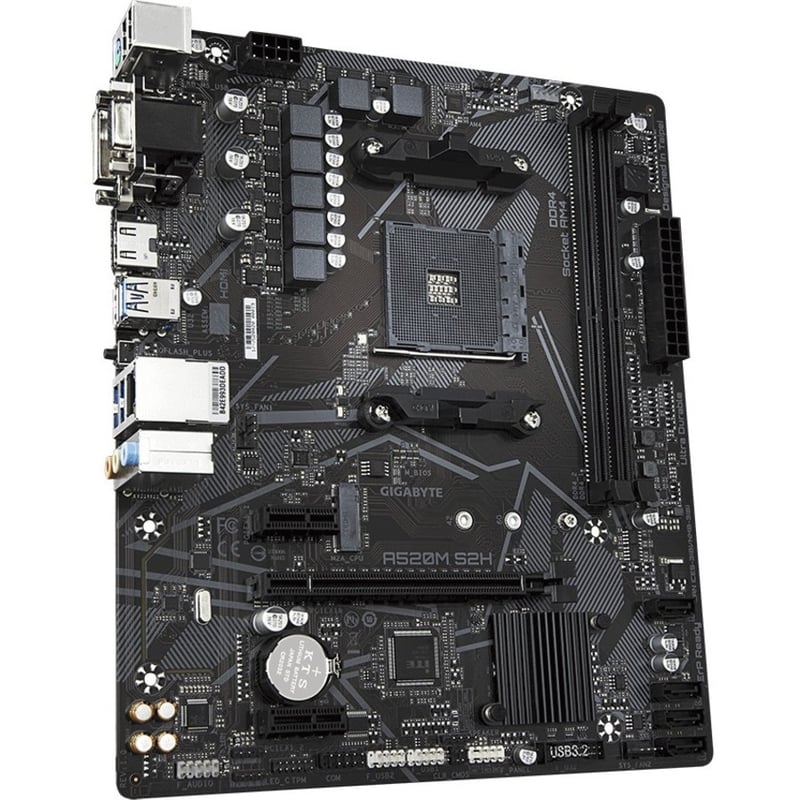 Gigabyte Ultra Durable A520M S2H Desktop Motherboard - AMD A520 Chipset - Socket AM4 - Micro ATX - Thumbnail 2