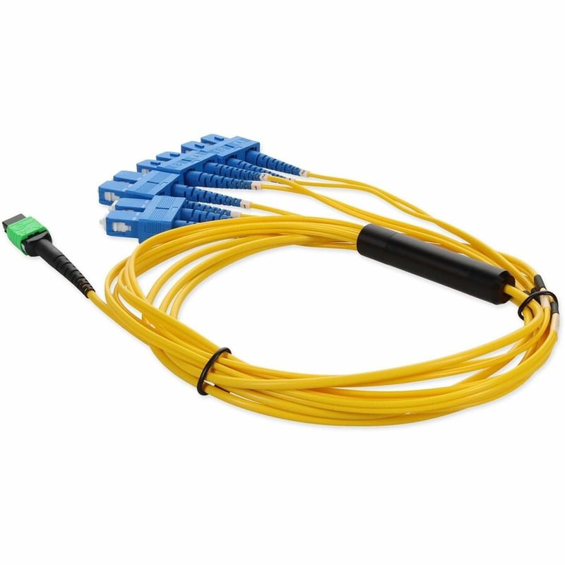 AddOn 2m MPO/APC to 4xSC Duplex (8xSC)/UPC Yellow OS2 OFNR (Riser-Rated) 8-Strand SMF Fiber Fanout Cable - Thumbnail 3