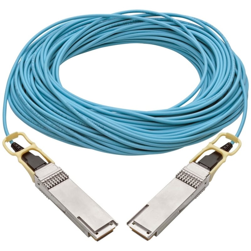 Eaton Tripp Lite Series QSFP28 to QSFP28 Active Optical Cable - 100GbE, AOC, M/M, Aqua, 30M (98.42 ft.) - Thumbnail 2
